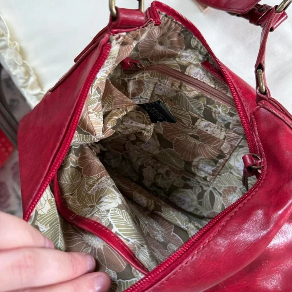 Y2K red faux leather‎ purse oversized shoulder bag